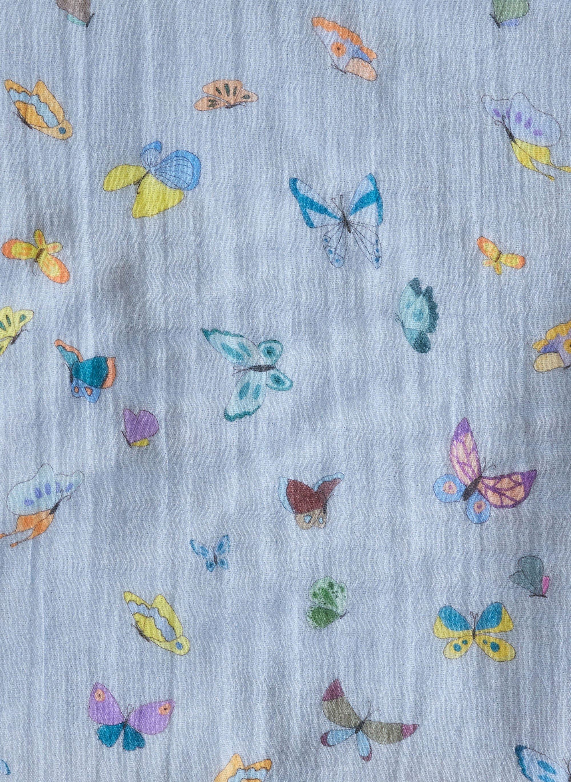 Blue Madame Butterfly Shawl Blanket image number 1