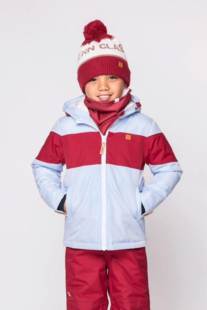 Cloud Blue Winter Coat with Red Rugby Stripe image number 2