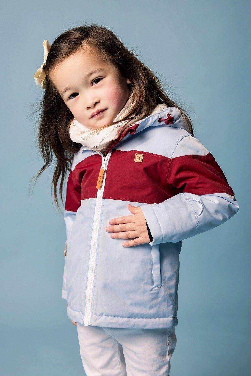 Cloud Blue Winter Coat with Red Rugby Stripe image number 4