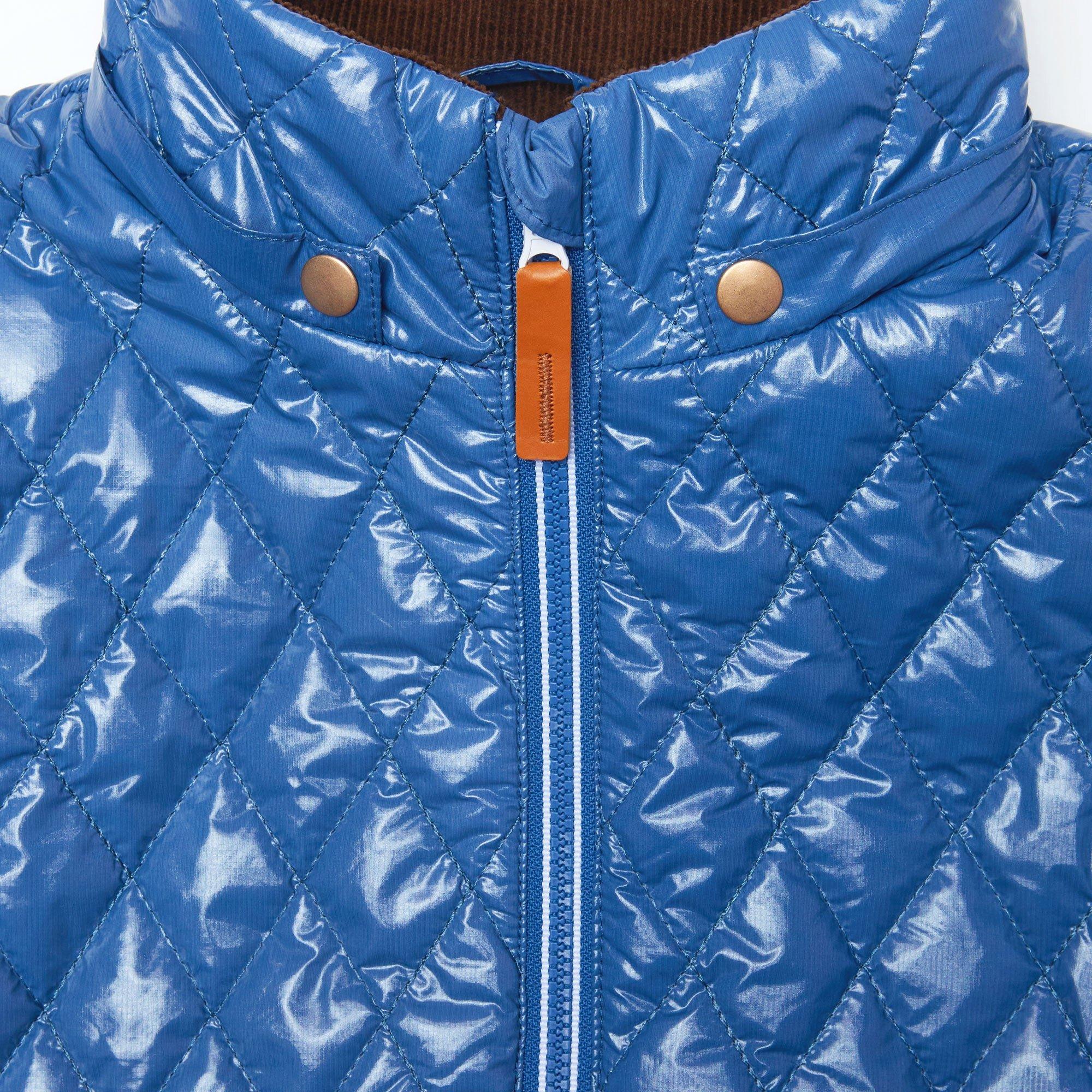 Shiny Mountain Blue Quilted Puffer Coat image number 3