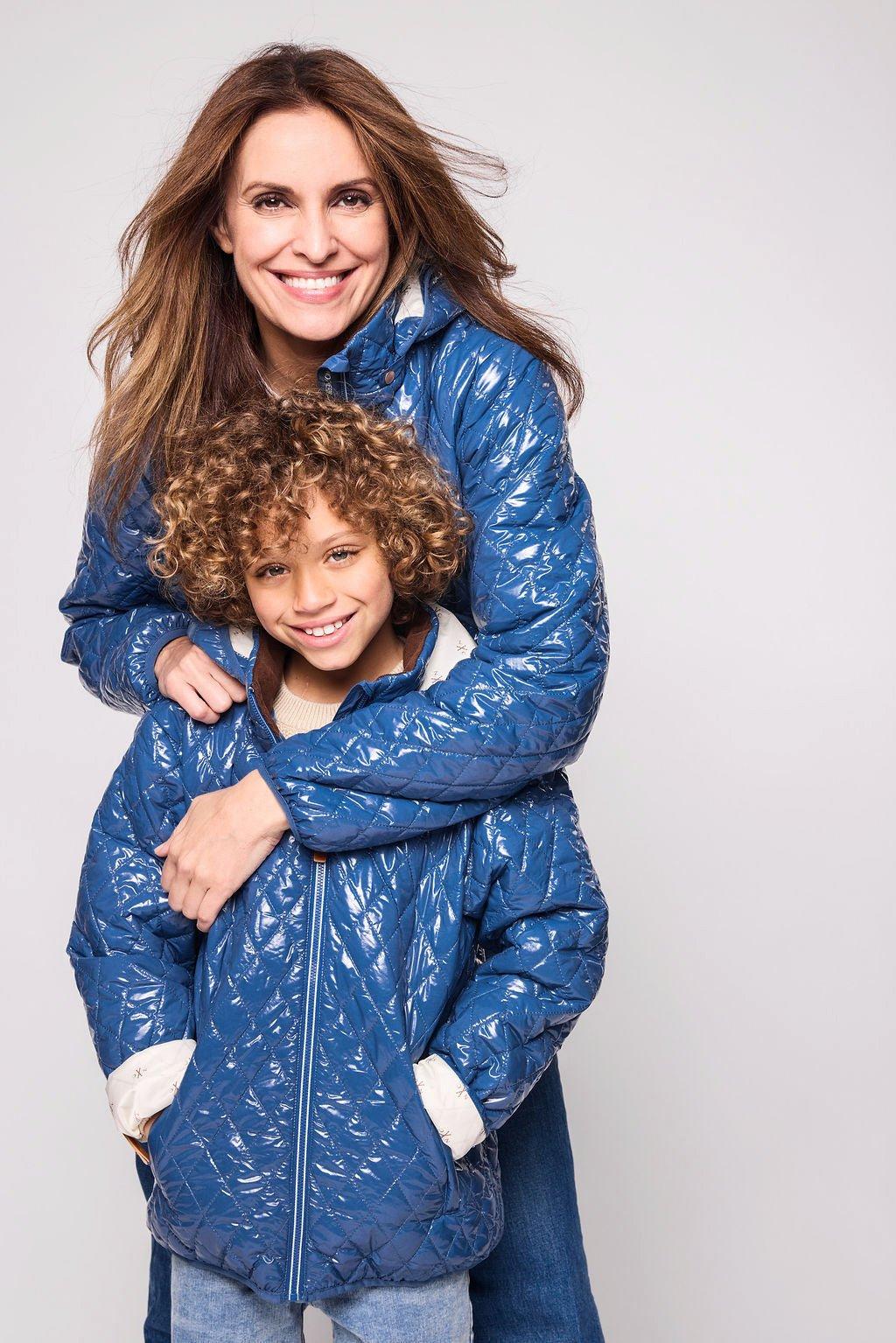 Shiny Mountain Blue Quilted Puffer Coat image number 4