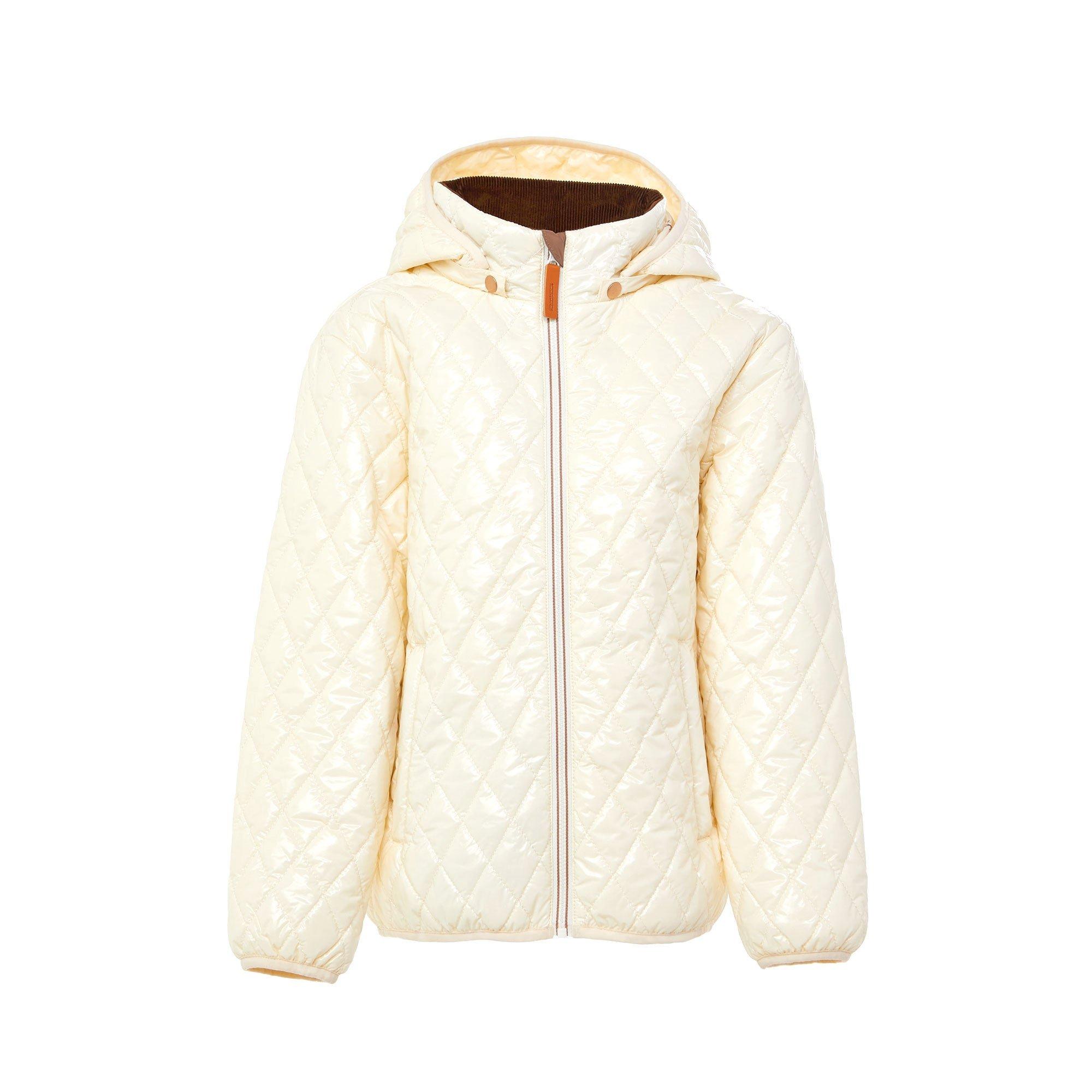 Shiny Winter White Quilted Puffer Coat