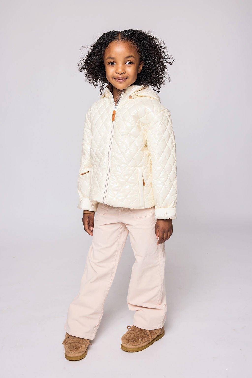 Shiny Winter White Quilted Puffer Coat image number 2
