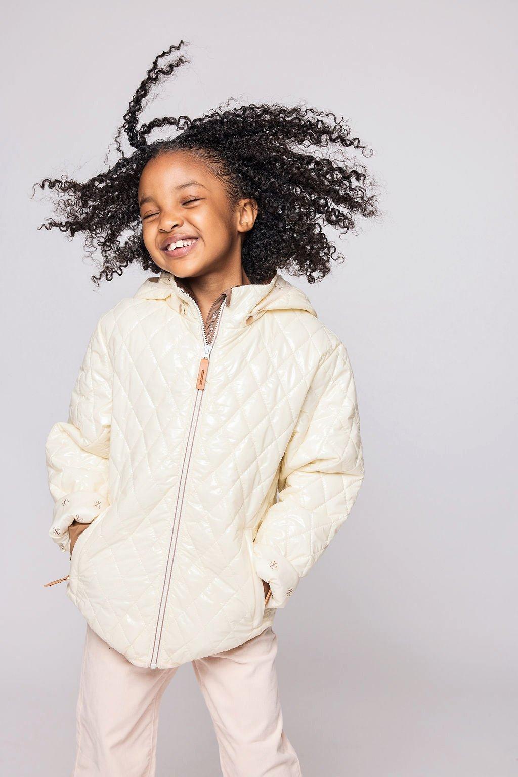 Shiny Winter White Quilted Puffer Coat image number 4