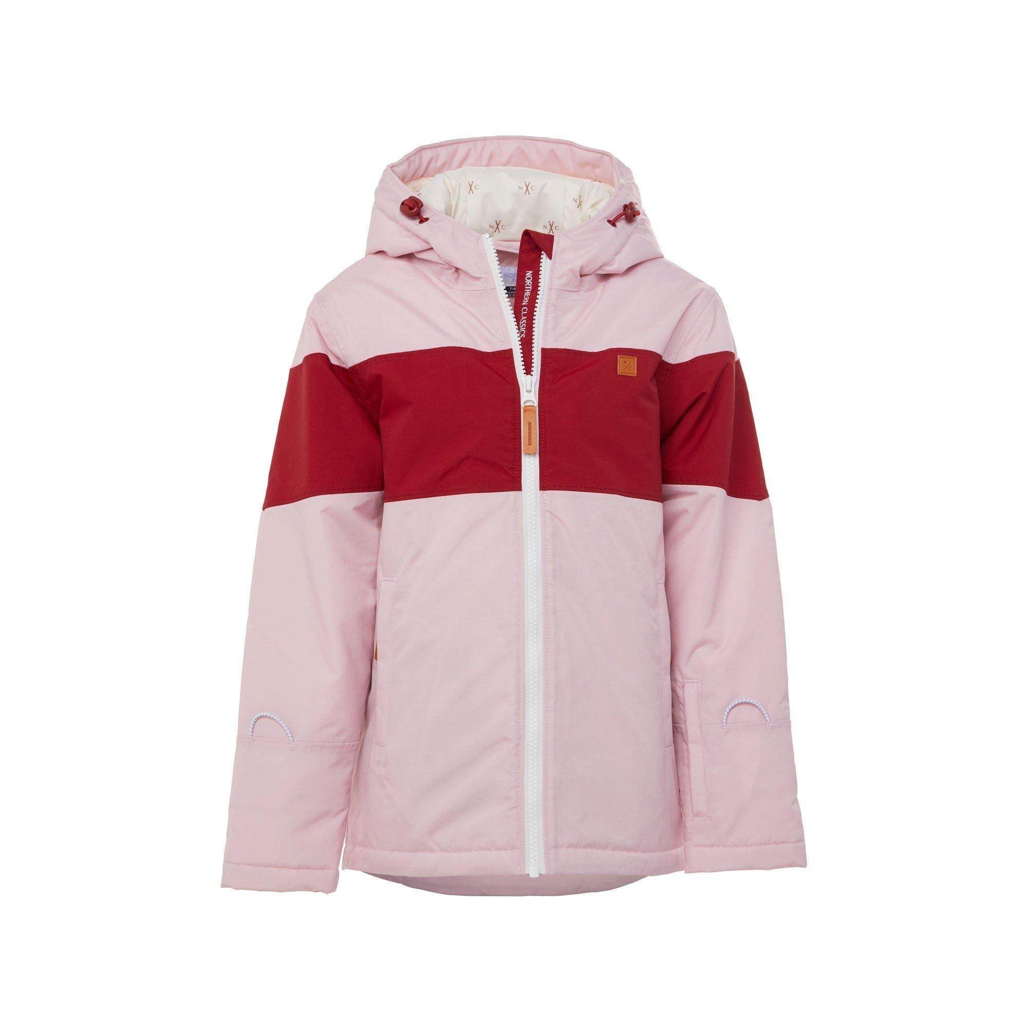 Ballerina Pink Winter Coat with Red Rugby Stripe