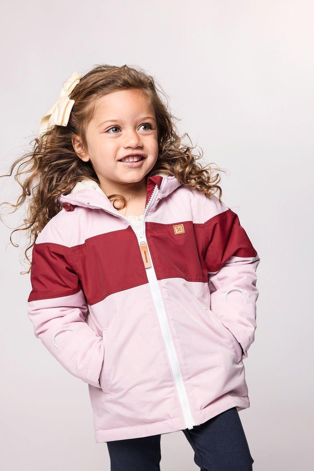 Ballerina Pink Winter Coat with Red Rugby Stripe image number 2