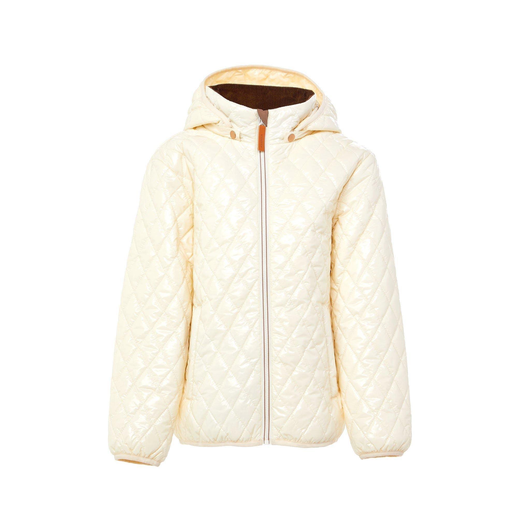 Women's - Shiny Winter White Quilted Puffer Coat