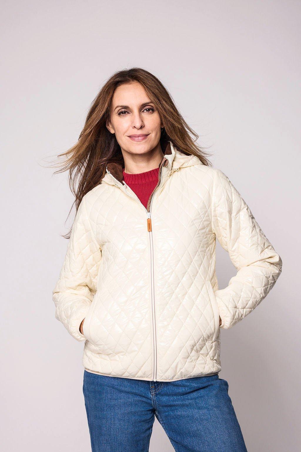 Women's - Shiny Winter White Quilted Puffer Coat image number 2