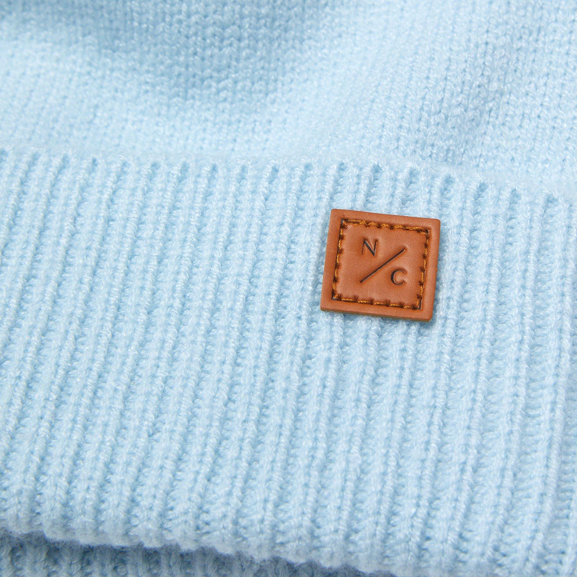 Cloud Blue Knit Winter Hat with Knit Pom image number 1
