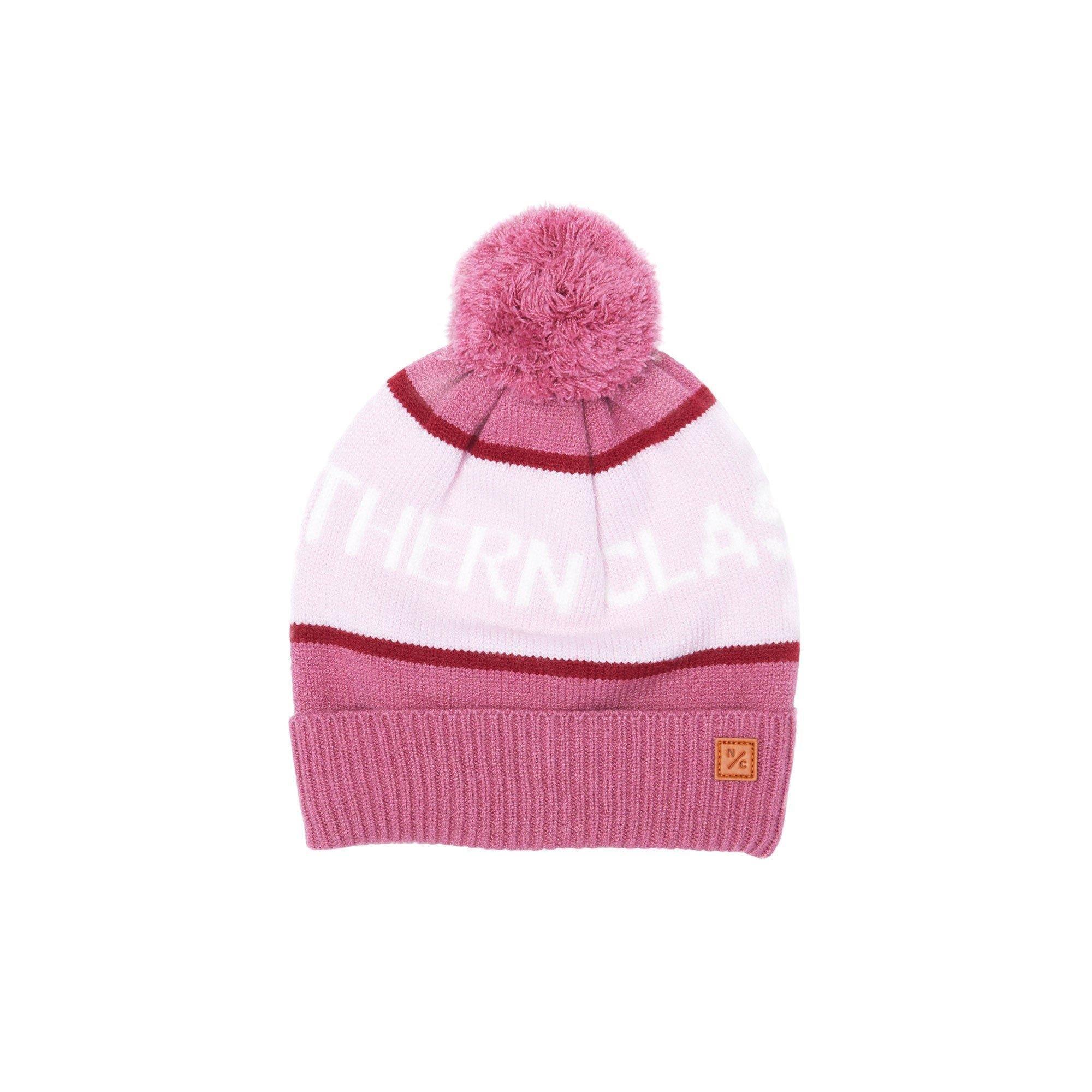 Knit Pom Hat in Rose Pink and Ballerina Pink