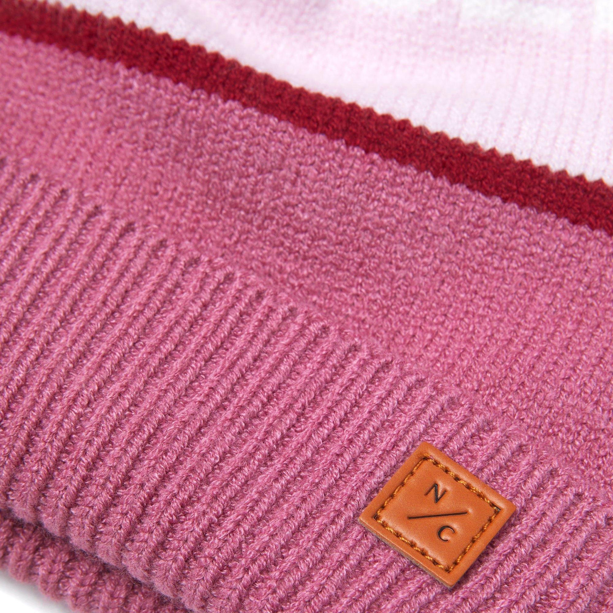 Knit Pom Hat in Rose Pink and Ballerina Pink image number 1