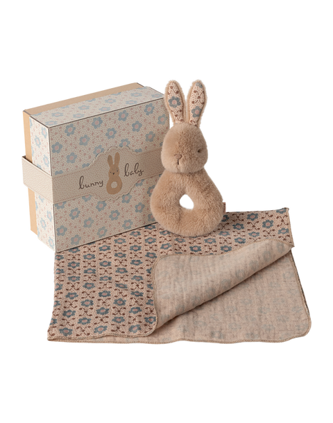 Rabbit rattle set - Cream peach
