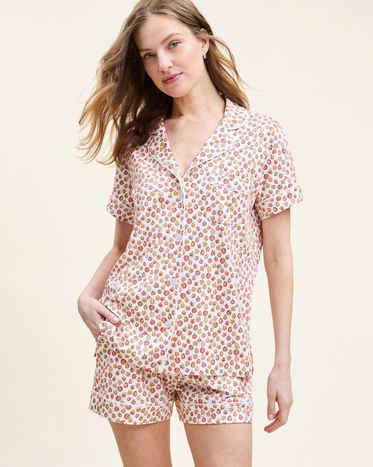 Women's Pima Short Sleeve Short Set in Pumpkin Patch image number 3