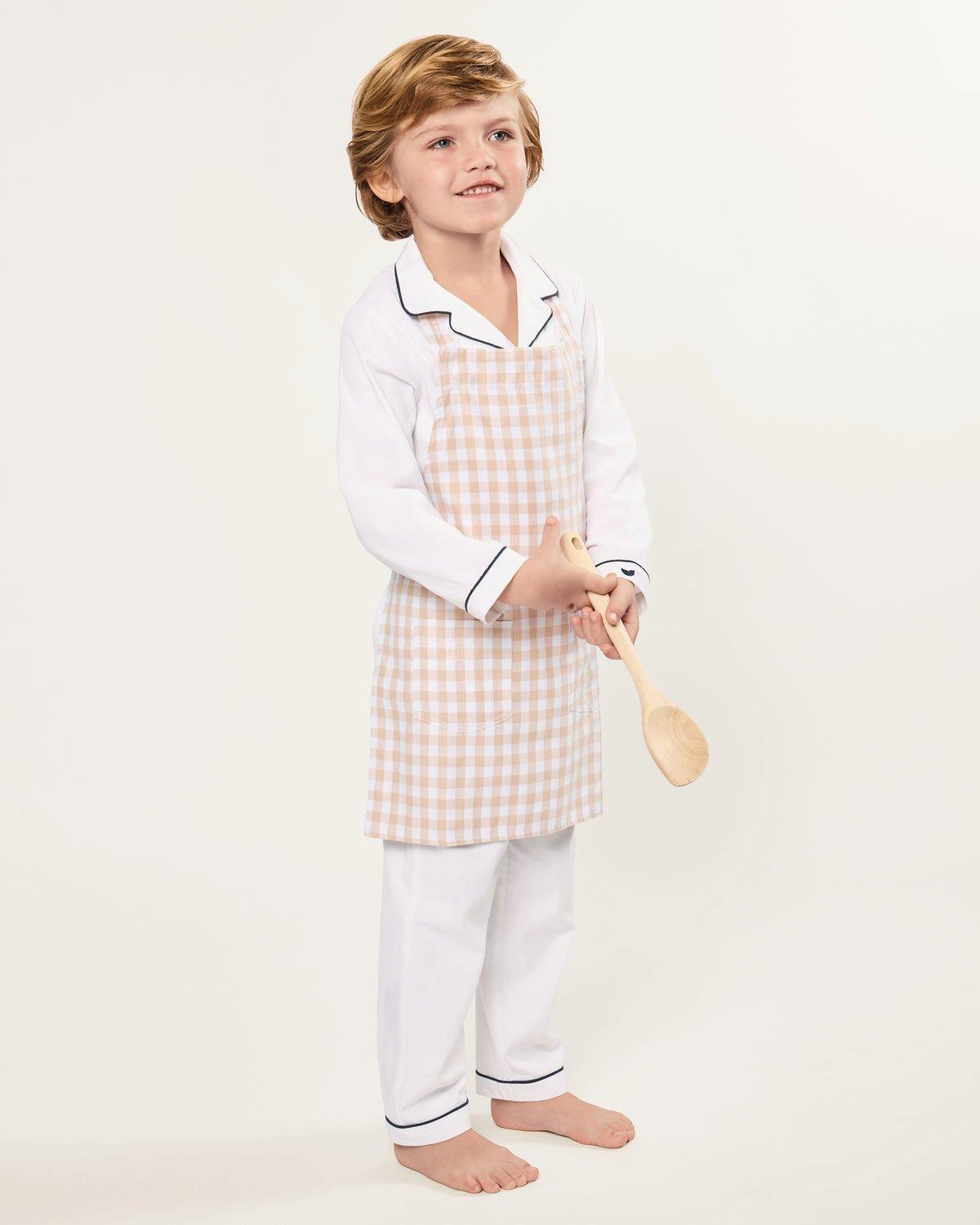 Kid's Twill Apron in Camel Gingham