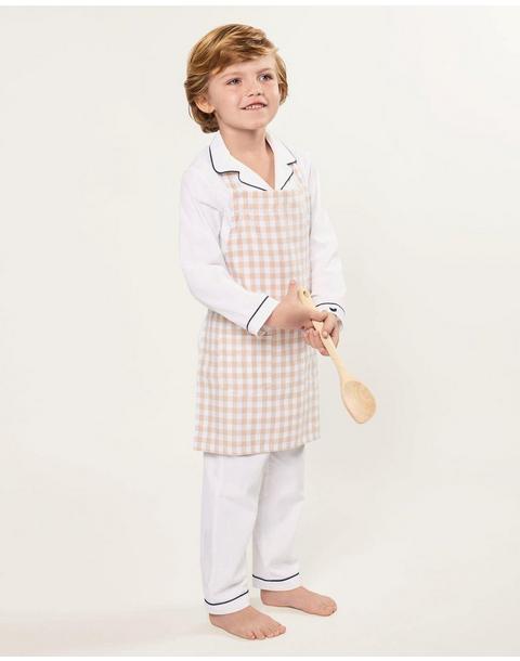 Kid's Twill Apron in Camel Gingham
