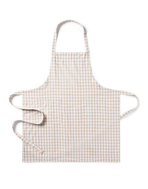 Adult's Twill Apron in Camel Gingham