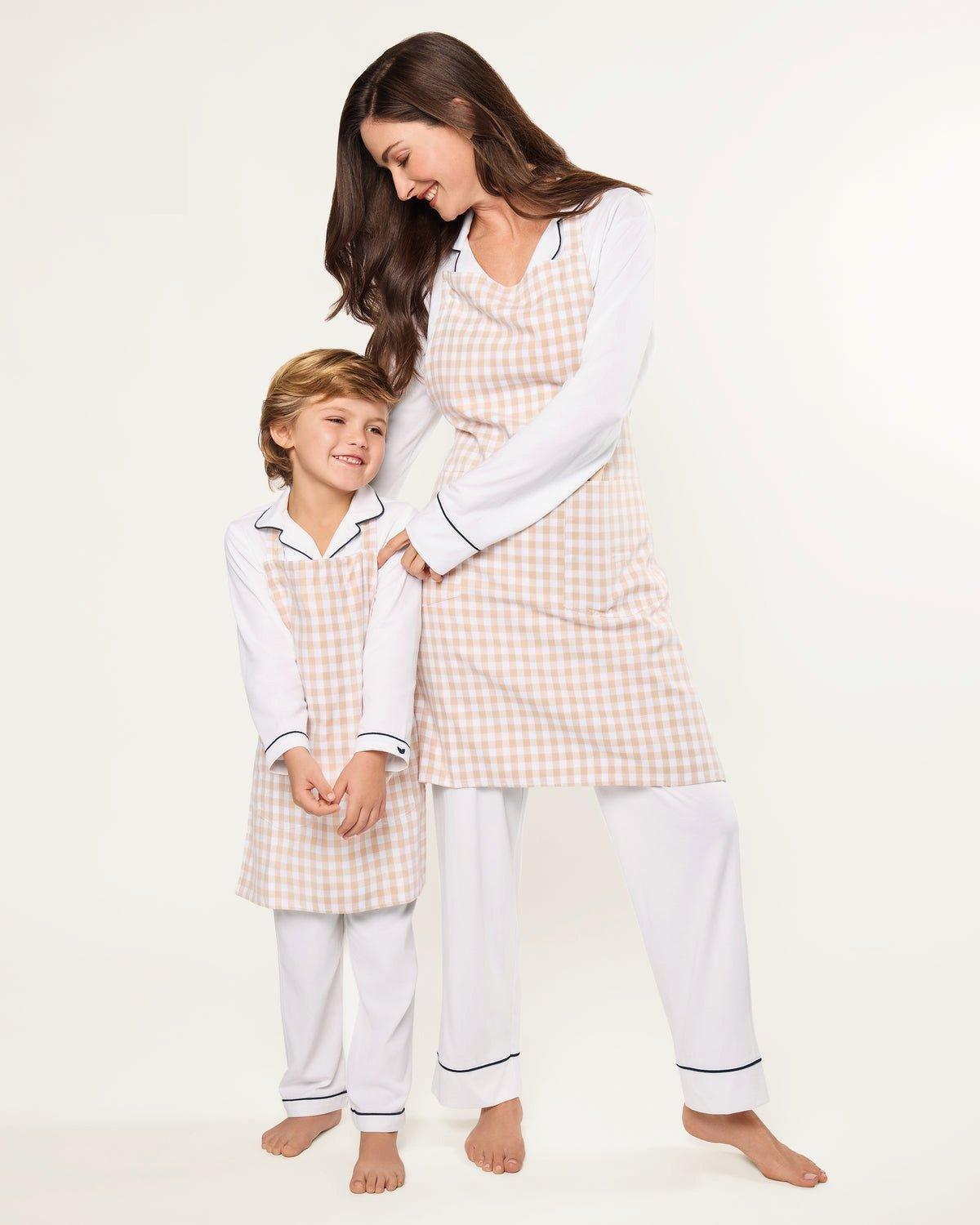 Adult's Twill Apron in Camel Gingham image number 4