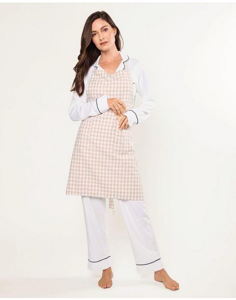 Adult's Twill Apron in Camel Gingham