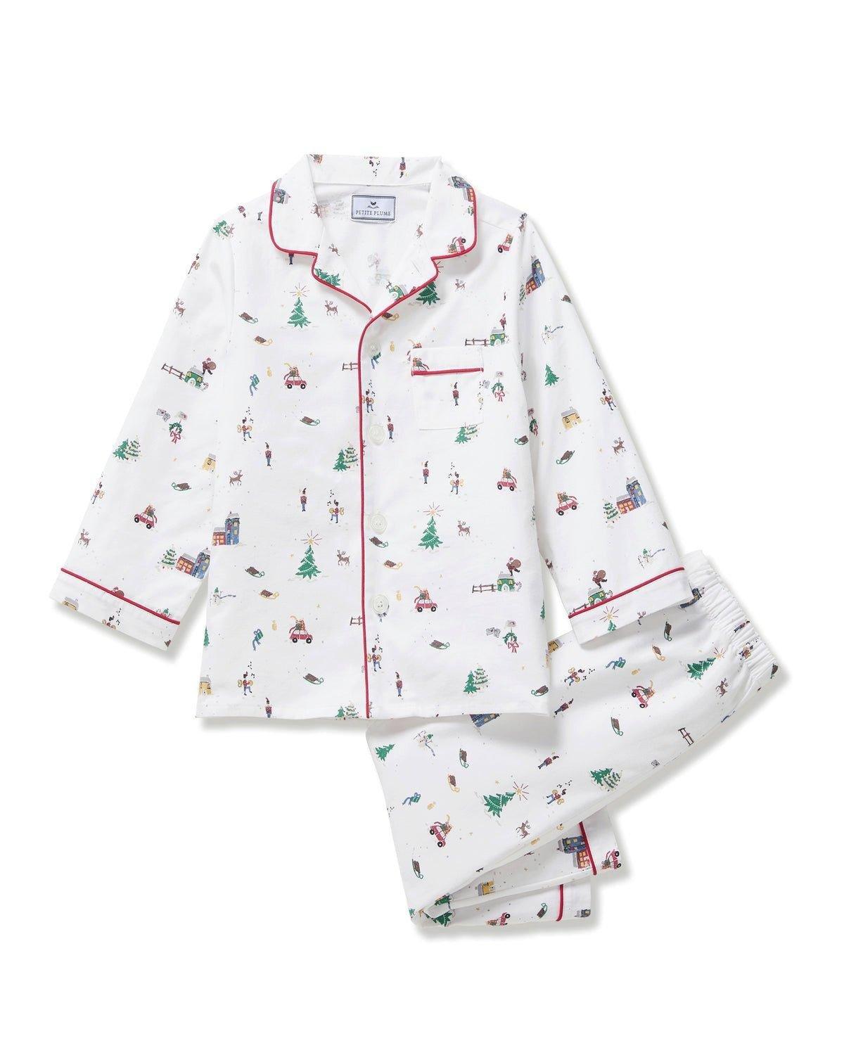 Kid's Twill Pajama Set in Holiday Town