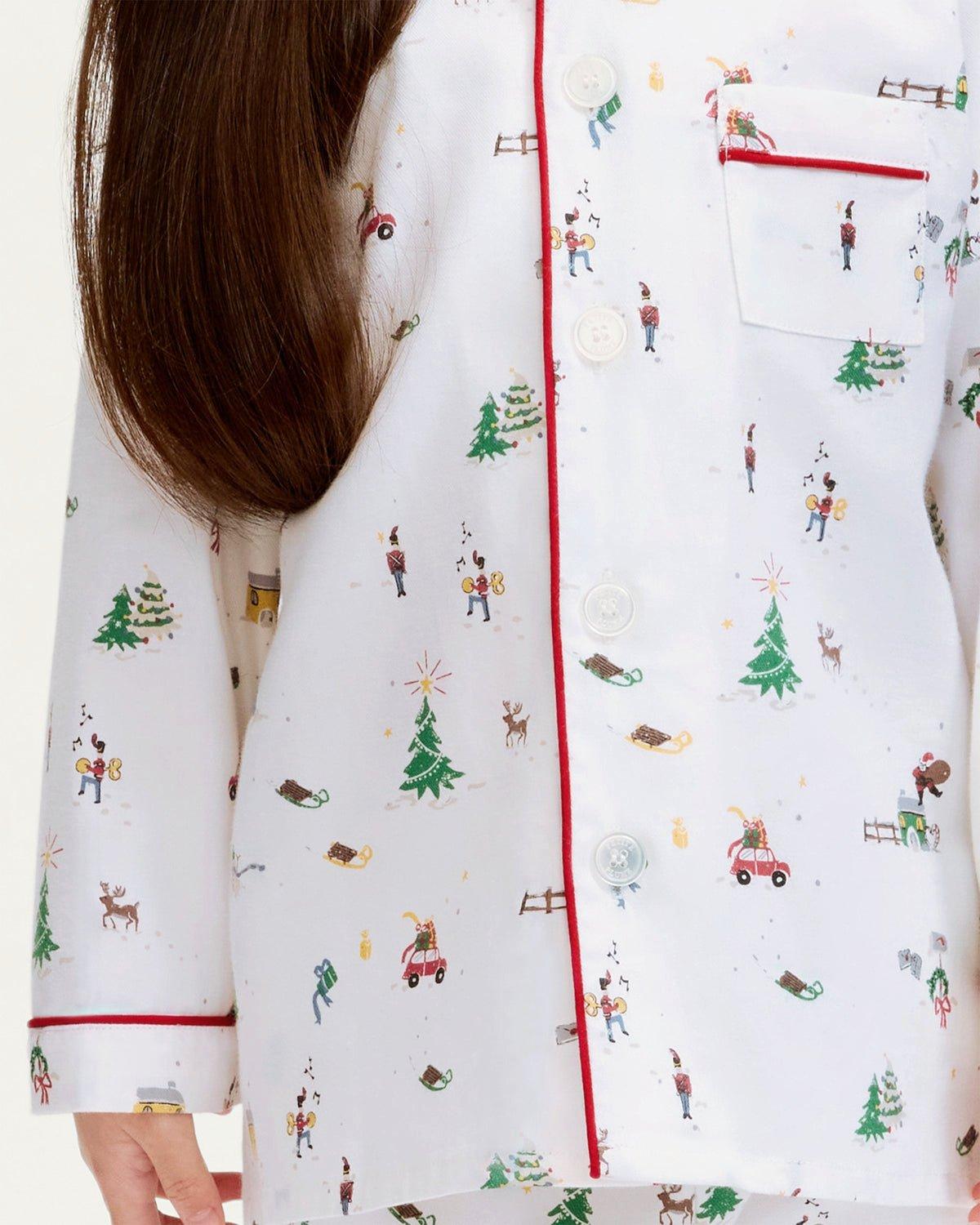 Kid's Twill Pajama Set in Holiday Town image number 2