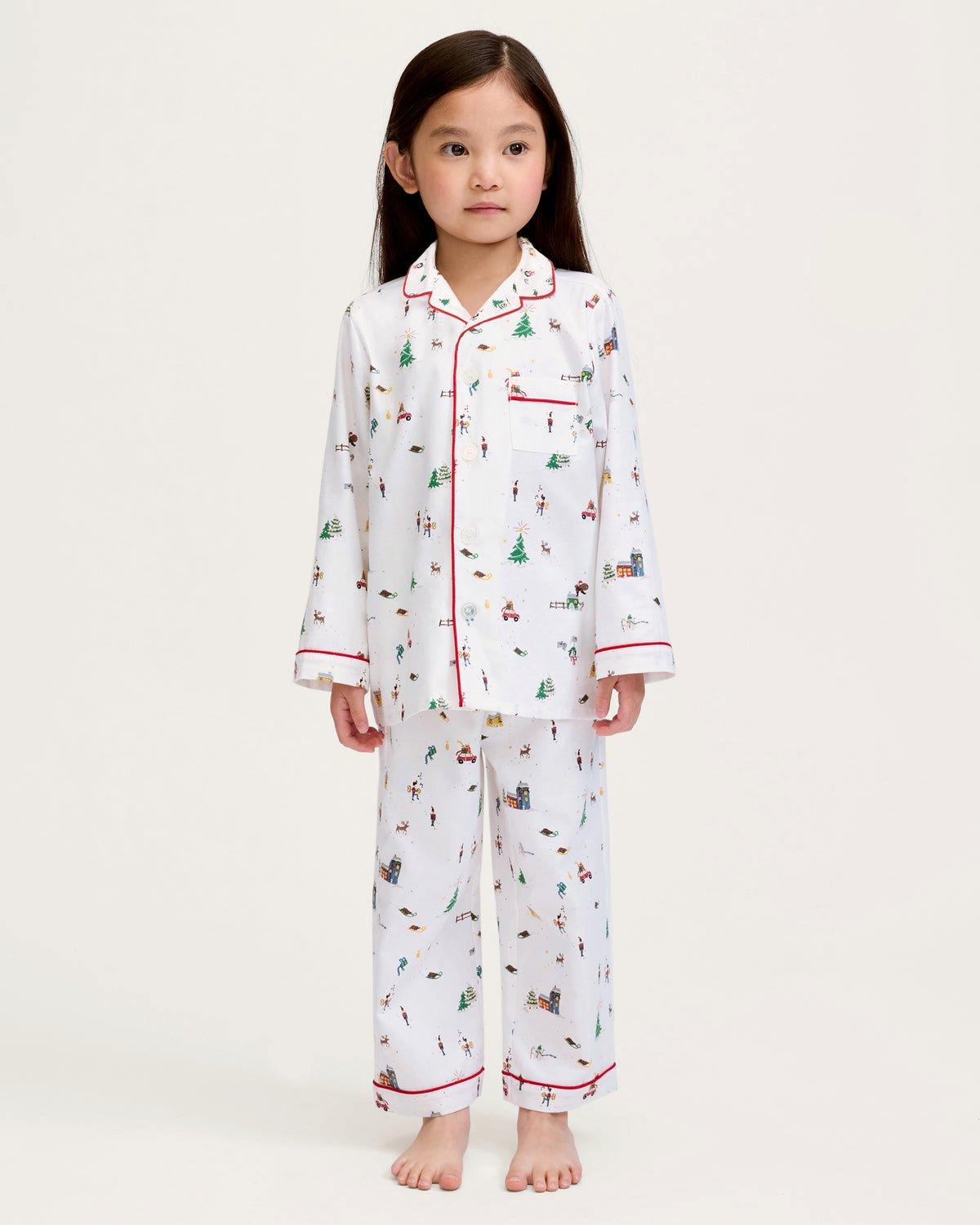 Kid's Twill Pajama Set in Holiday Town image number 1