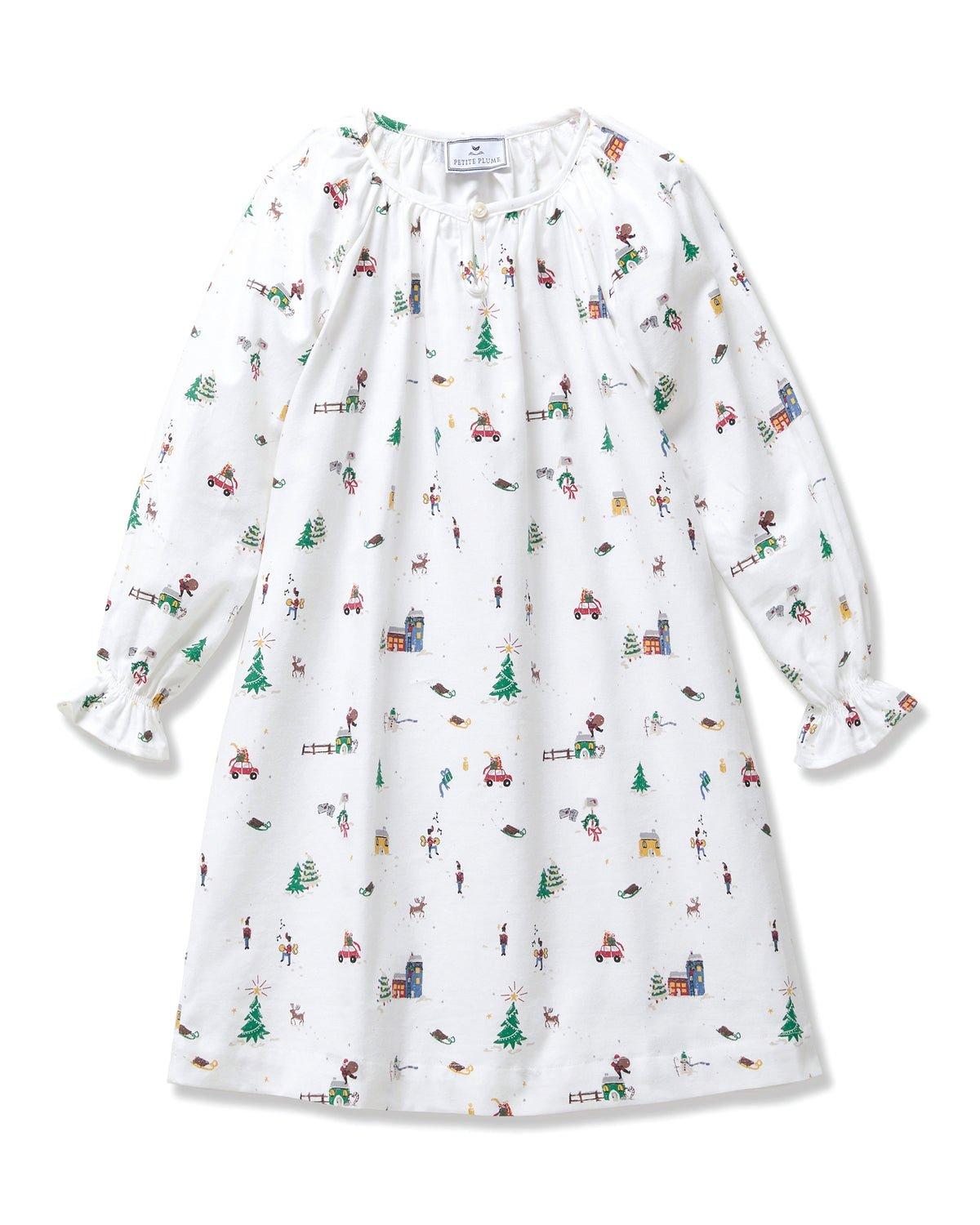 Girl's Twill Delphine Nightgown in Holiday Town