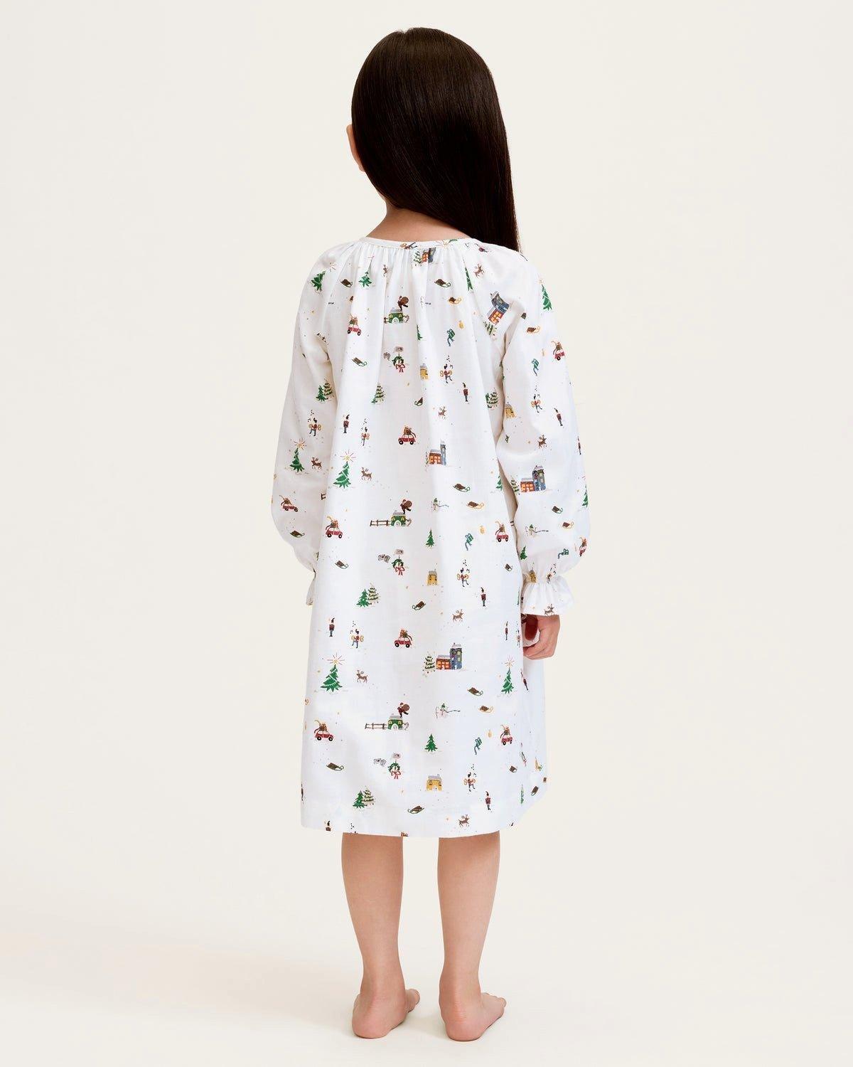 Girl's Twill Delphine Nightgown in Holiday Town image number 3