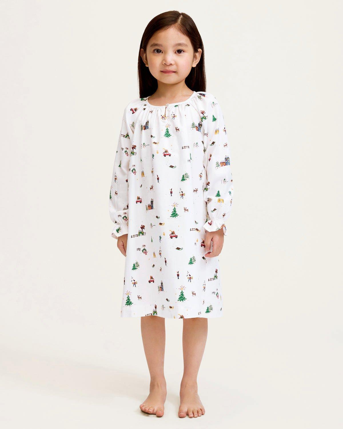 Girl's Twill Delphine Nightgown in Holiday Town image number 1