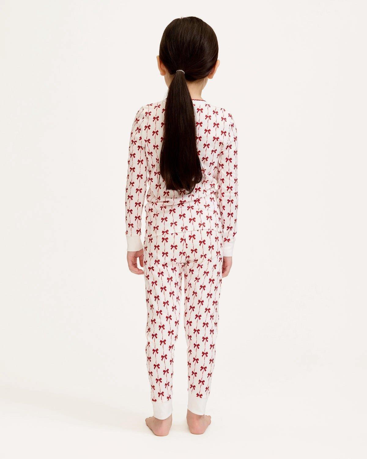 Girls Pima Snug Fit Pajama in Blissful Bows image number 3
