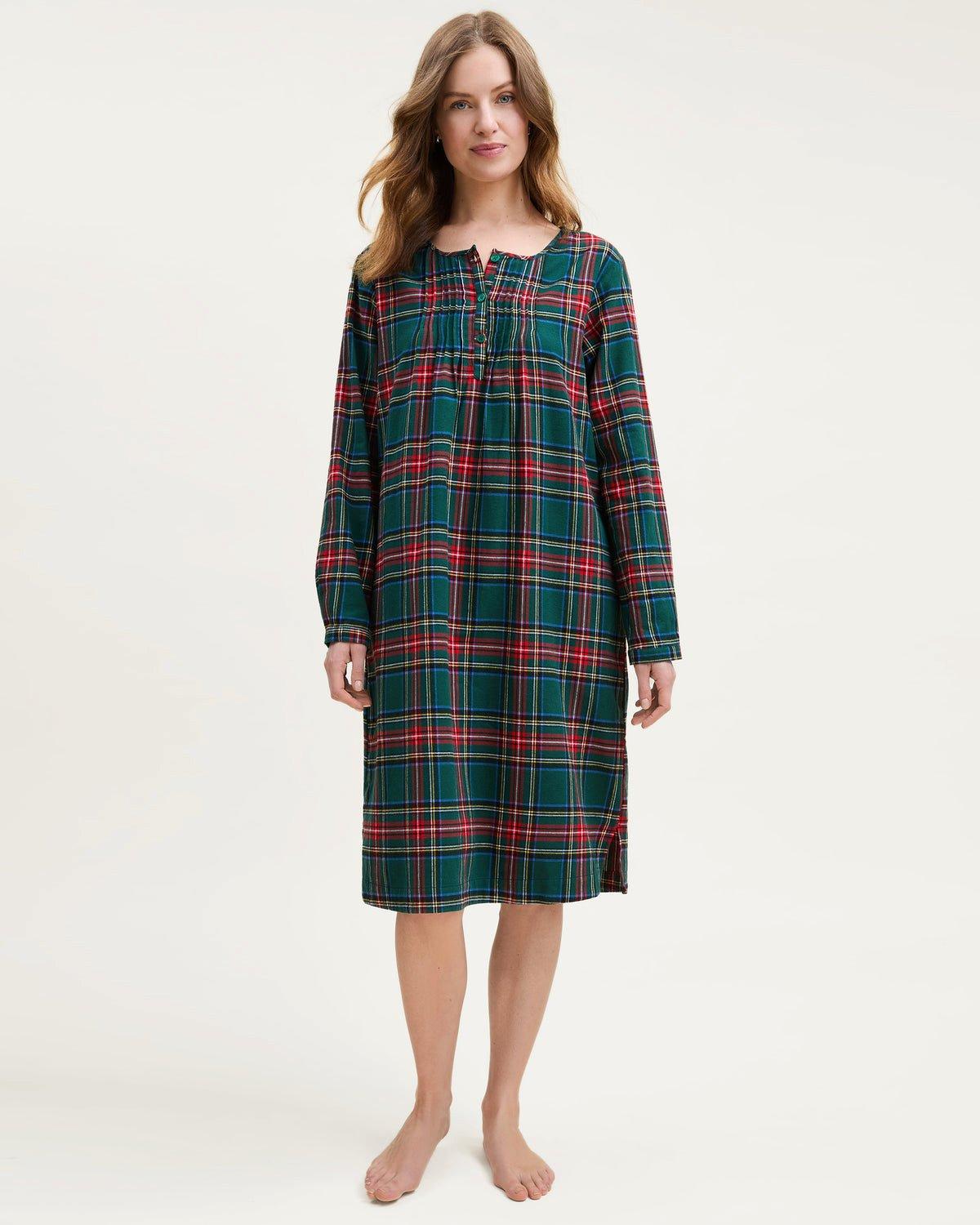 Women's Brushed Twill Beatrice Nightgown in Kensington Tartan image number 3