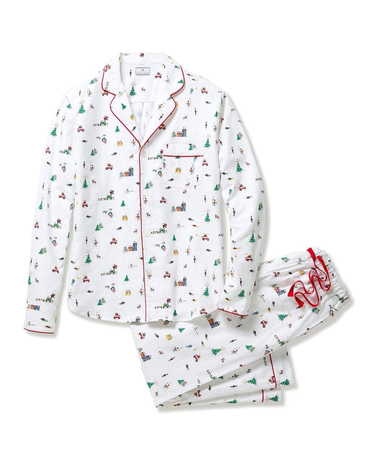 Men's Twill Pajama Set in Holiday Town