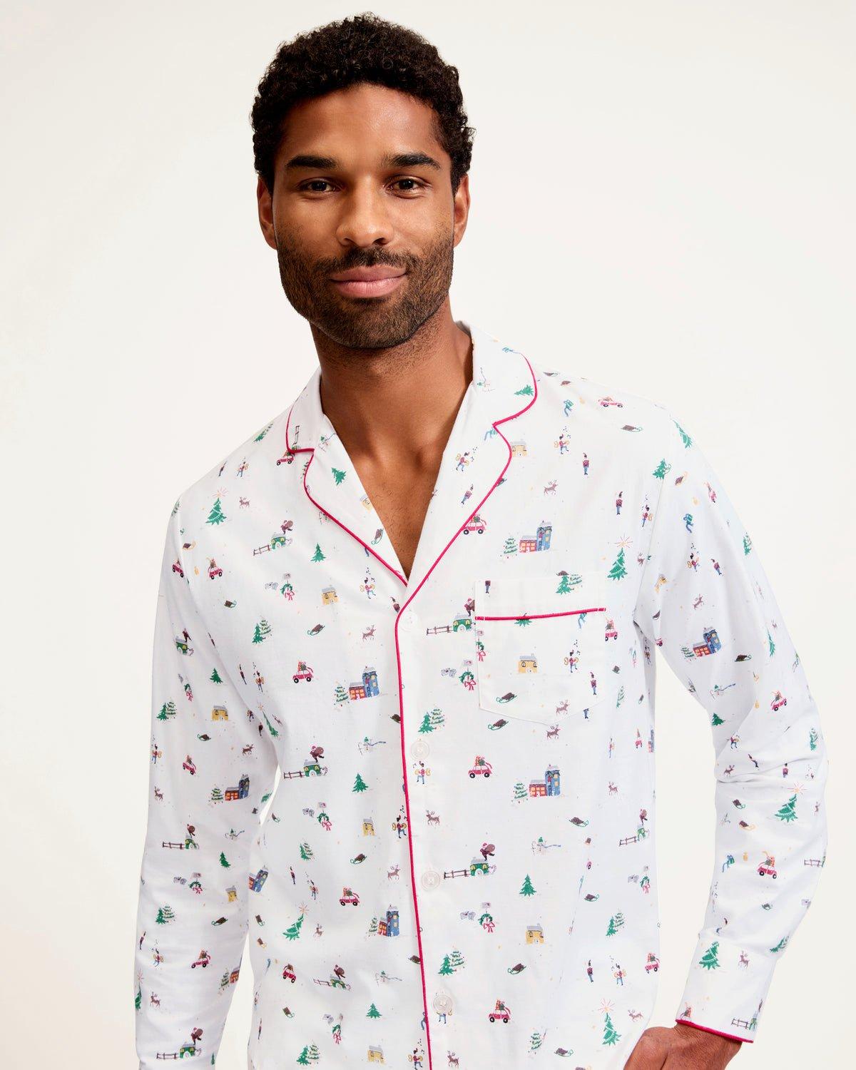 Men's Twill Pajama Set in Holiday Town image number 2