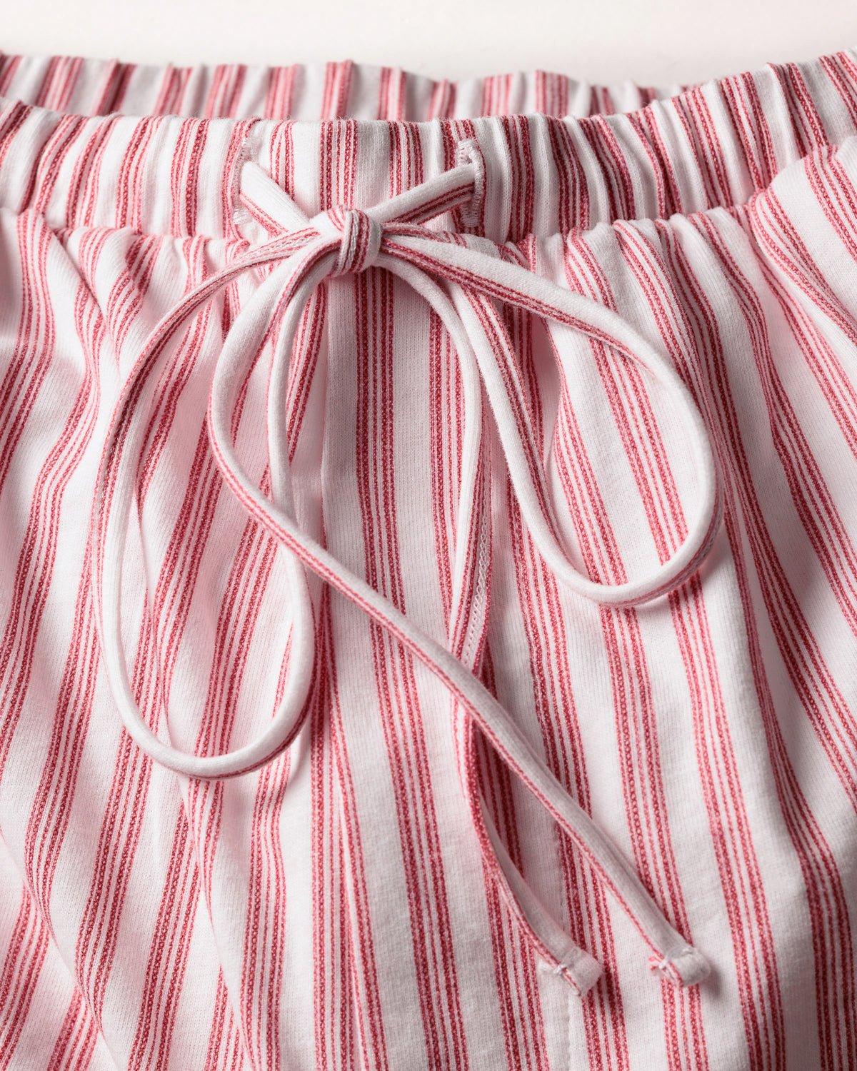 Women's Olivia Wide Leg Pima Pajama Set in Antique Red Ticking image number 4
