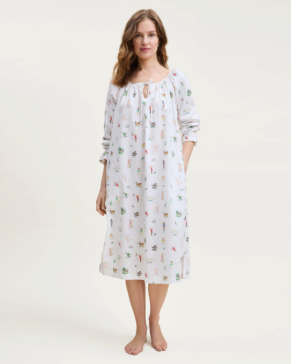 Women's Twill Delphine Nightgown in 12 Days of Christmas image number 3