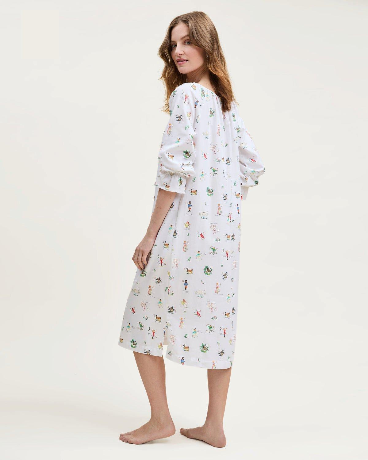 Women's Twill Delphine Nightgown in 12 Days of Christmas image number 4