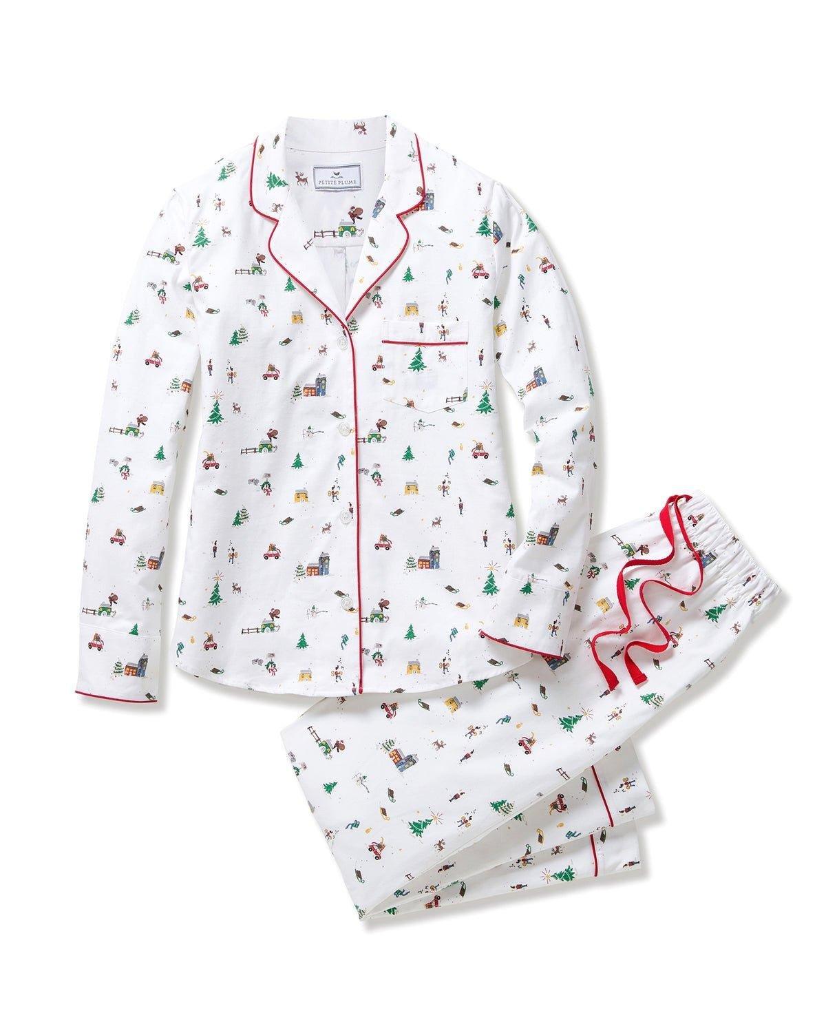 Women's Twill Pajama Set in Holiday Town