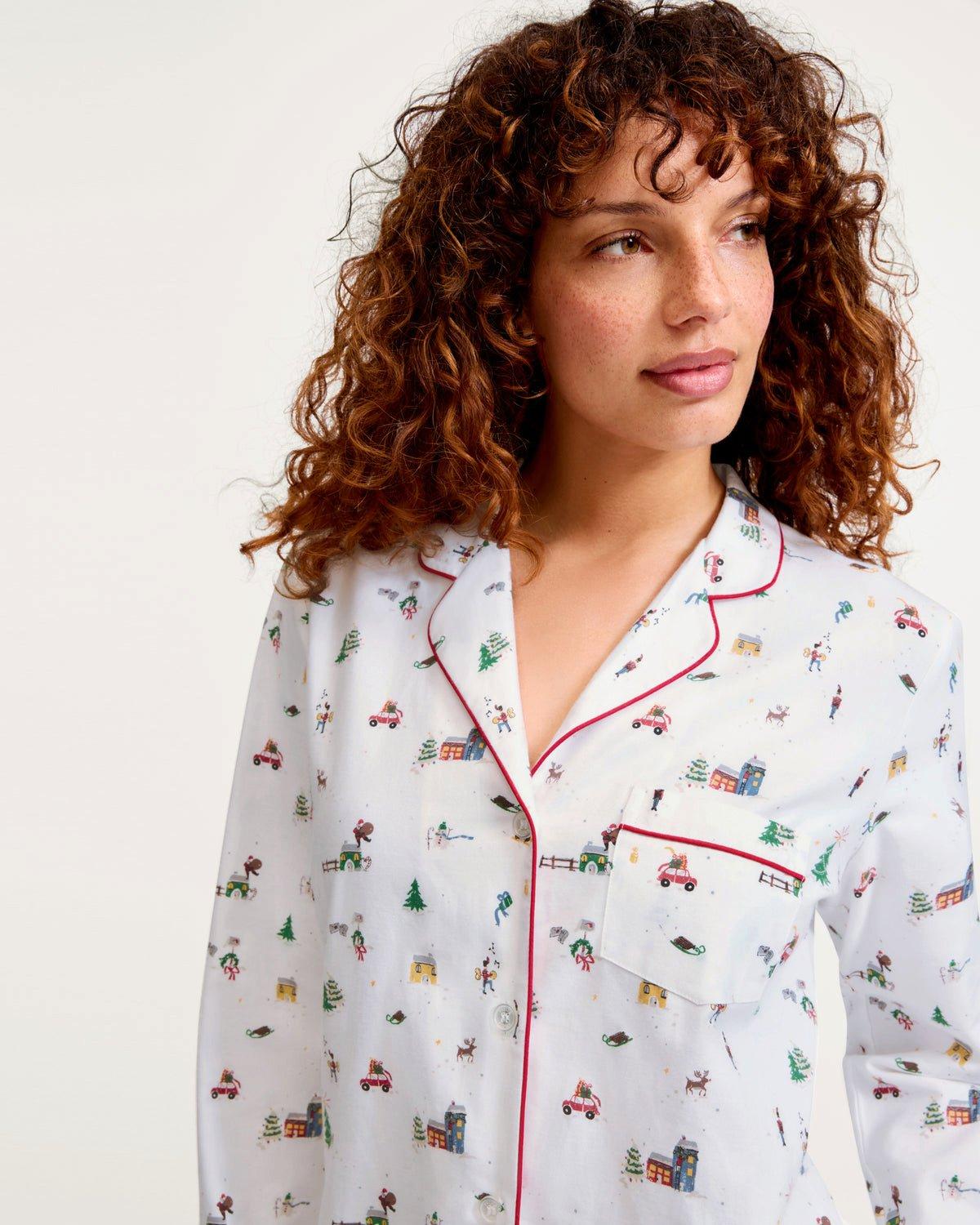 Women's Twill Pajama Set in Holiday Town image number 2