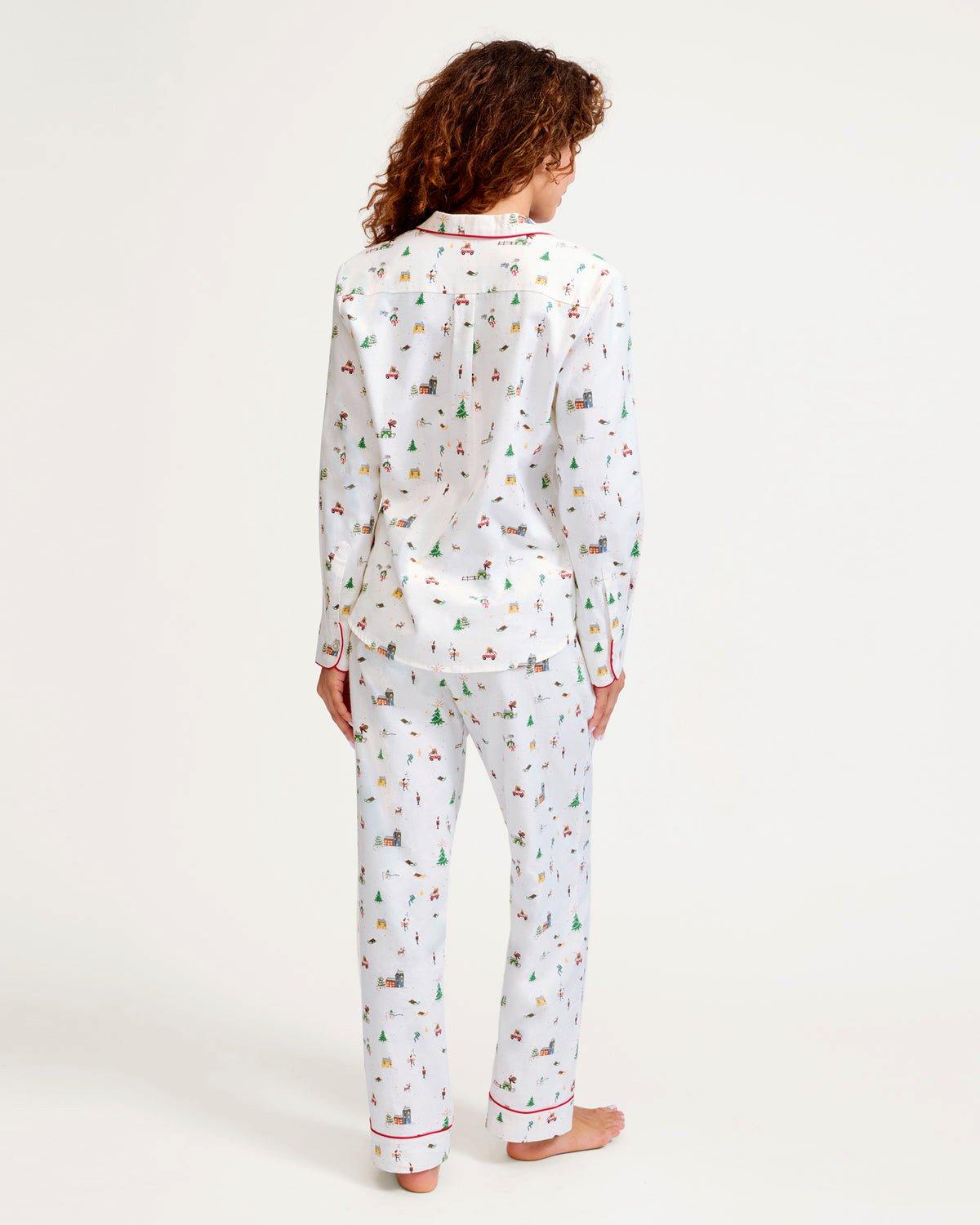 Women's Twill Pajama Set in Holiday Town image number 3
