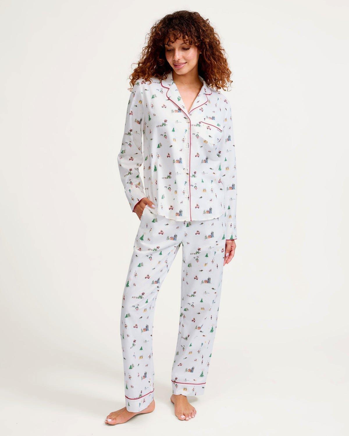 Women's Twill Pajama Set in Holiday Town image number 1