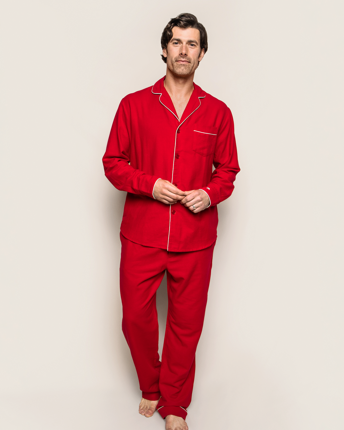 Men's Flannel Pajama Set in Red image number 1