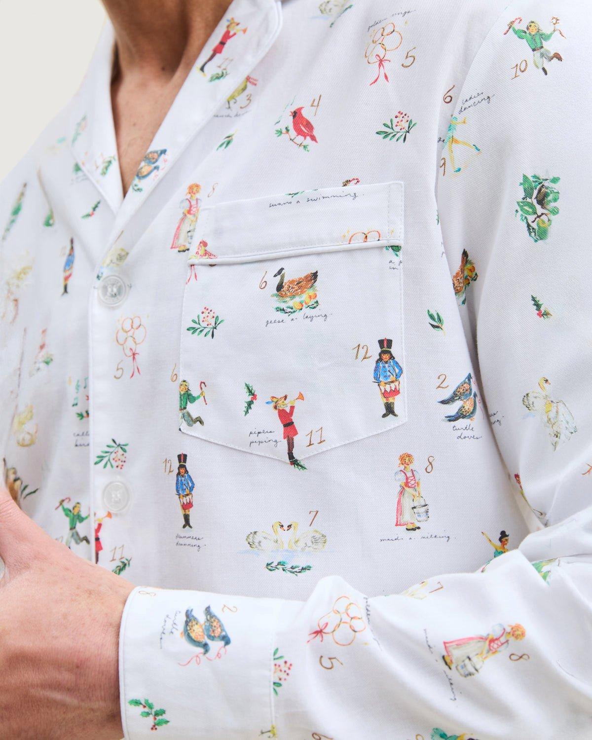 Men's Twill Pajama Set in 12 Days of Christmas image number 2