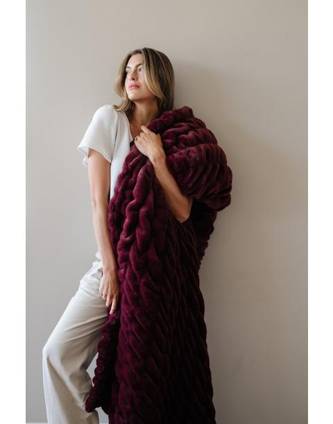 Double Ruched Throw Blanket in Royale