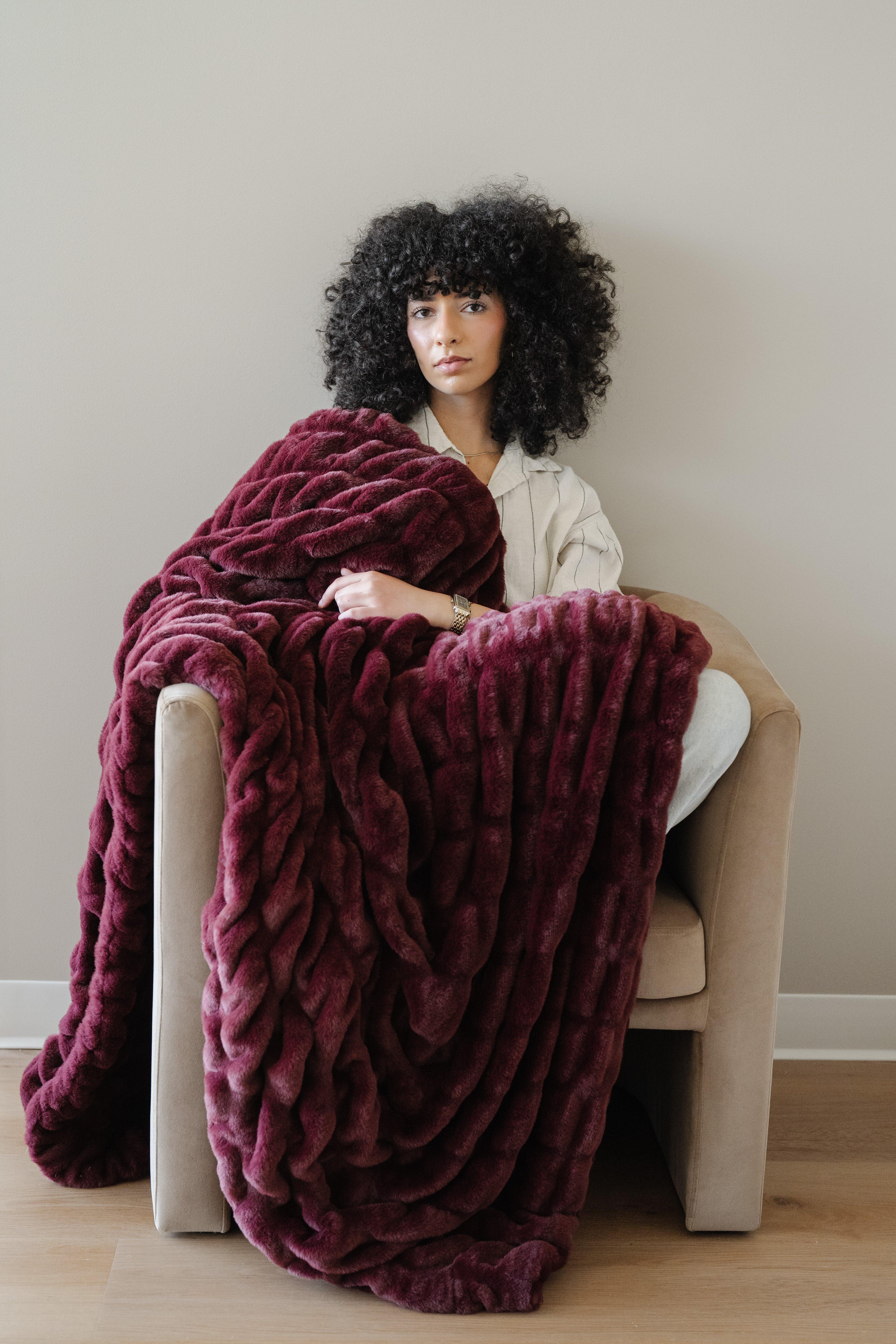 Double Ruched Throw Blanket in Royale image number 2
