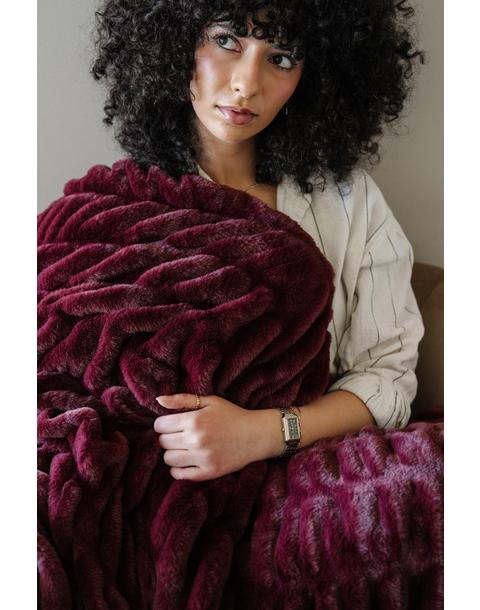 Double Ruched Throw Blanket in Royale