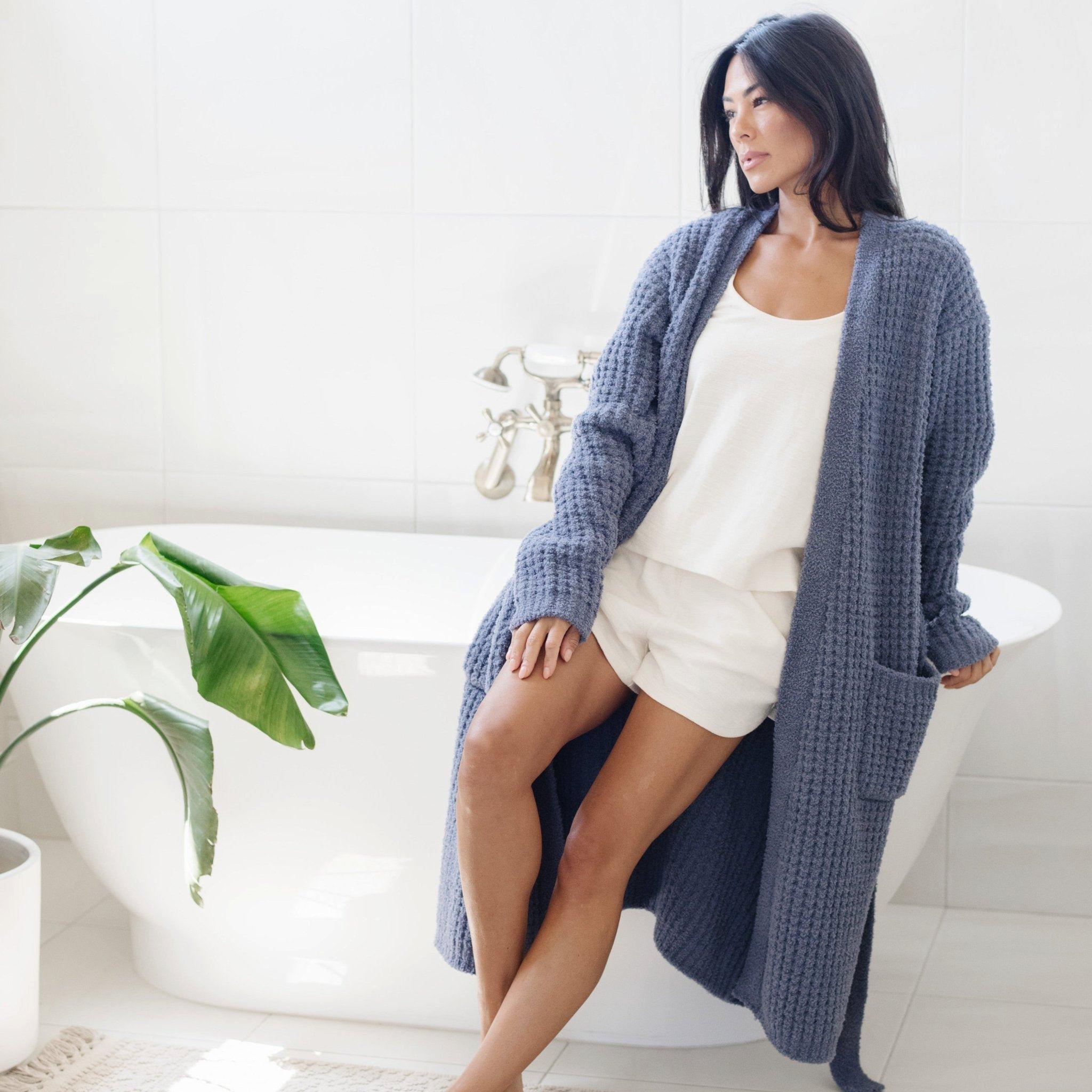 Waffle Knit Robe in Oxford image number 1