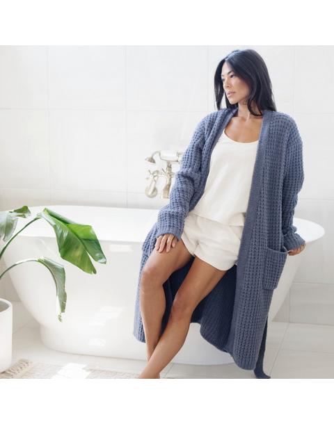 Waffle Knit Robe in Oxford
