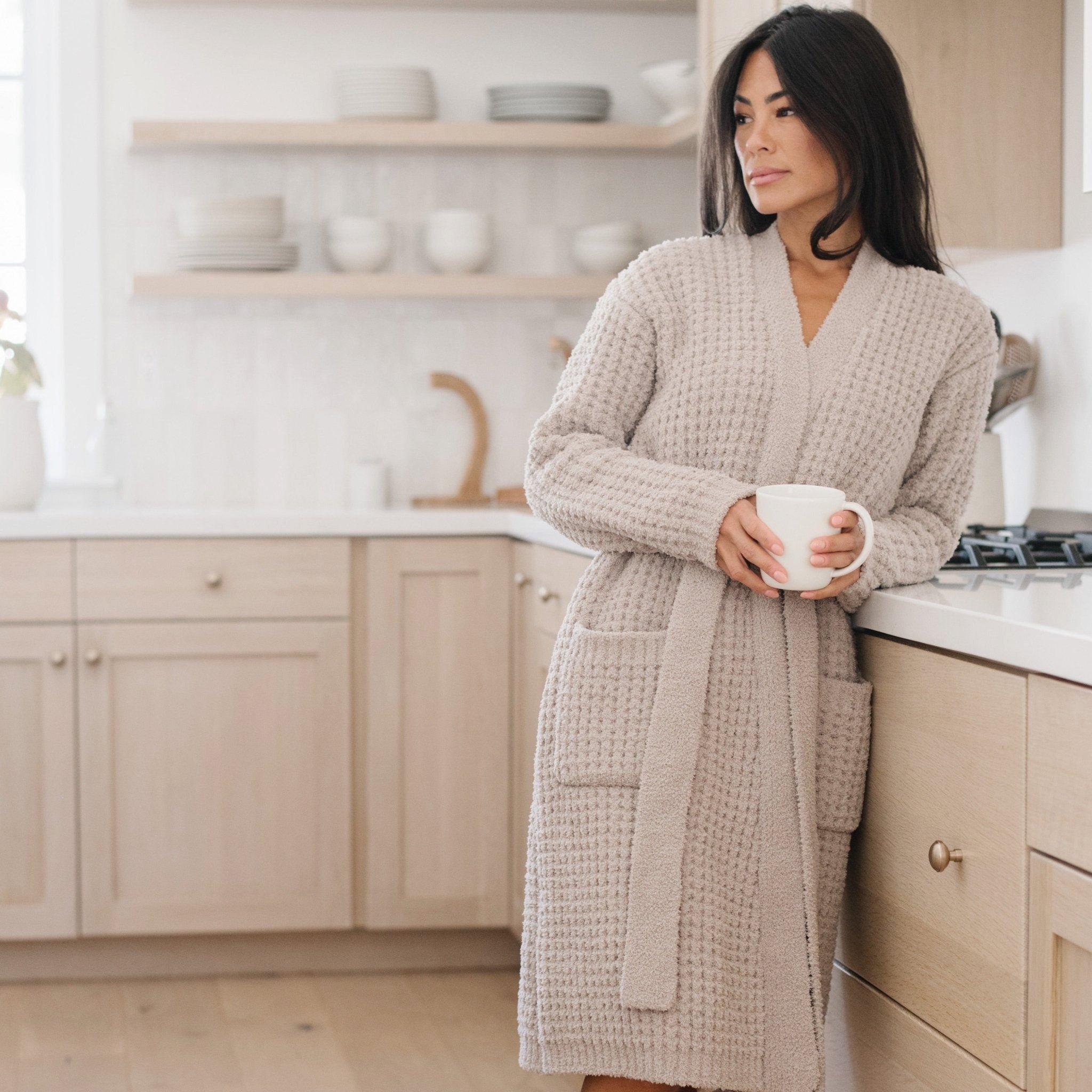 Waffle Knit Robe in Oatmeal