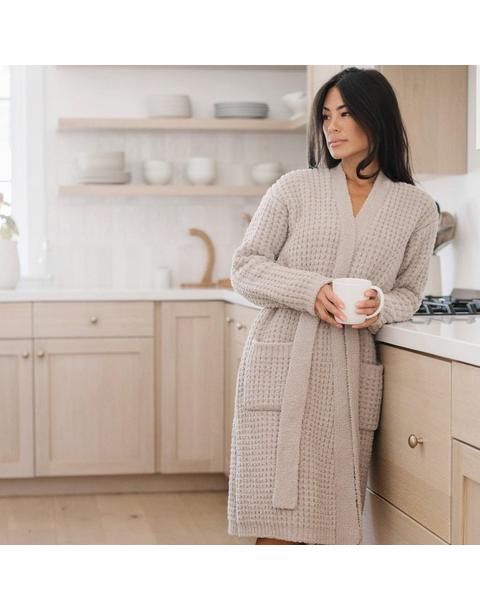 Waffle Knit Robe in Oatmeal