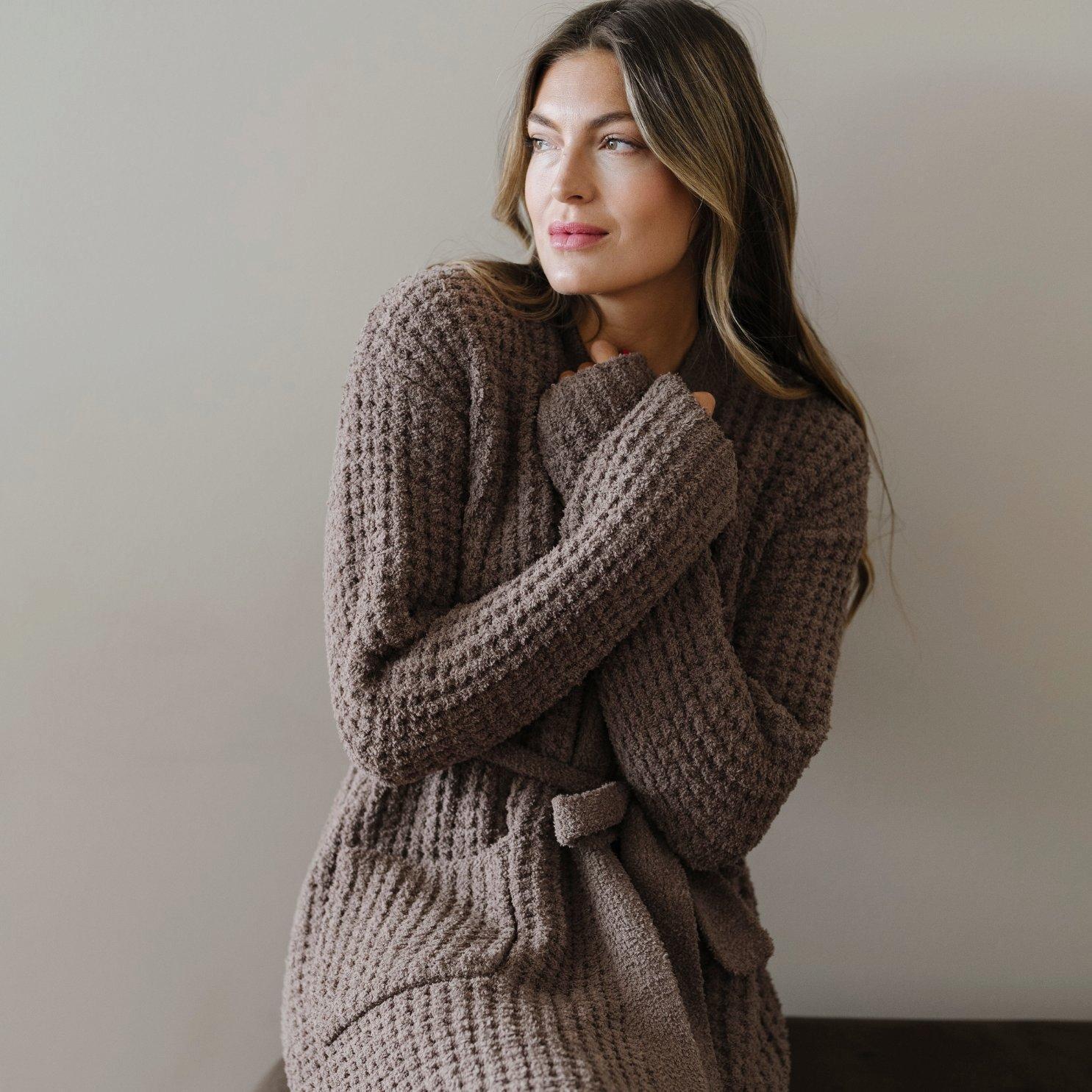Waffle Knit Robe in Chestnut