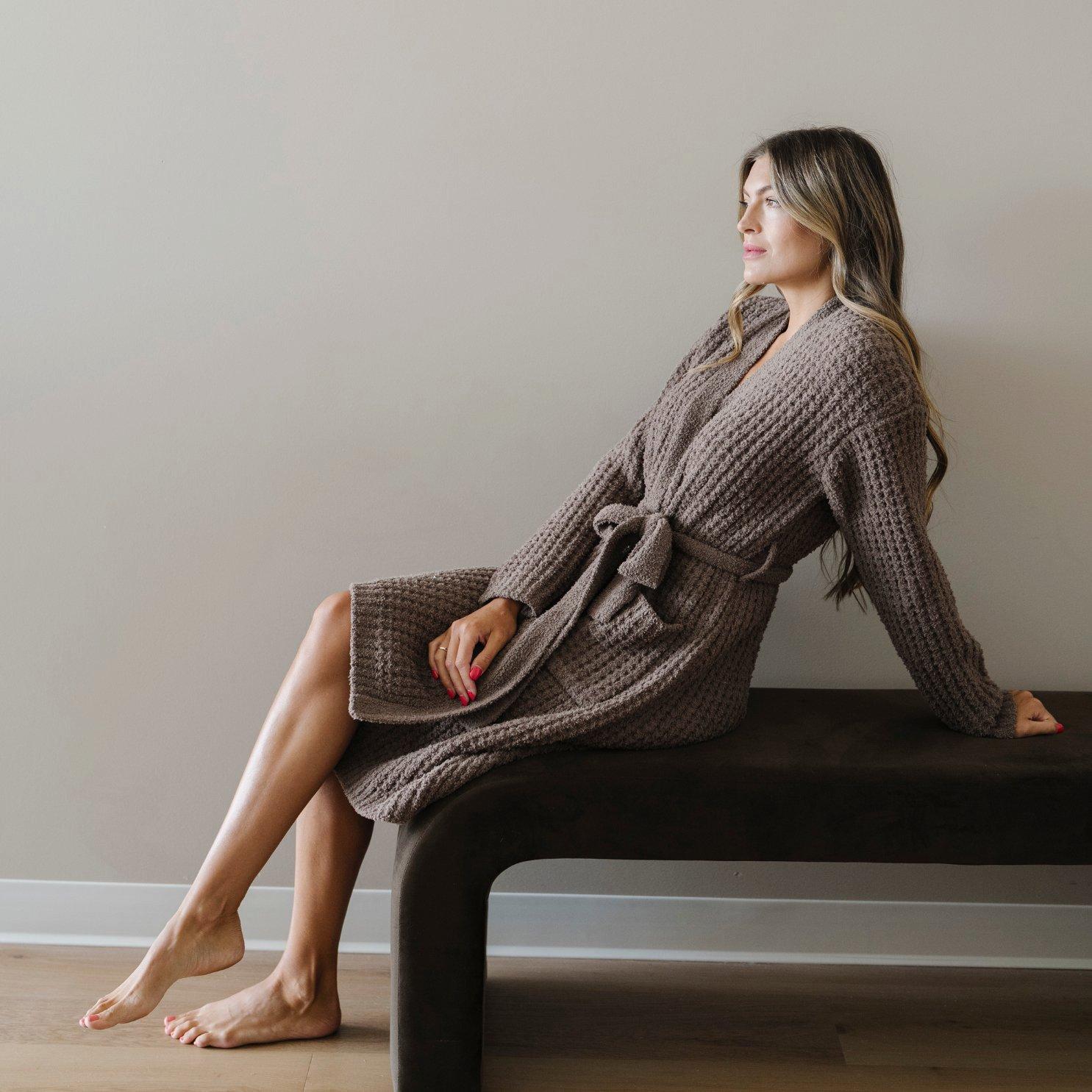 Waffle Knit Robe in Chestnut image number 2